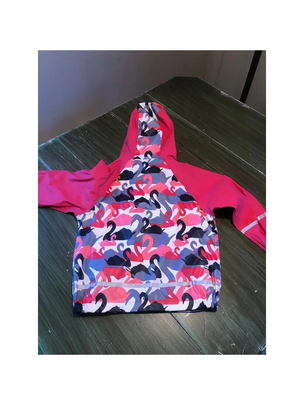 Lupilu NWOT Girl's Pink Swan Hooded Rain Jacket - Size 2-4 Years